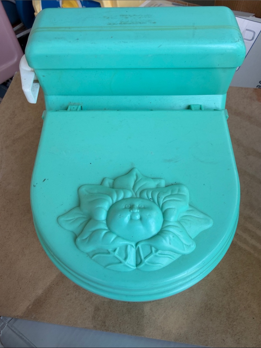 Kids Floral Toy Toilet Seat Lid in Turquoise